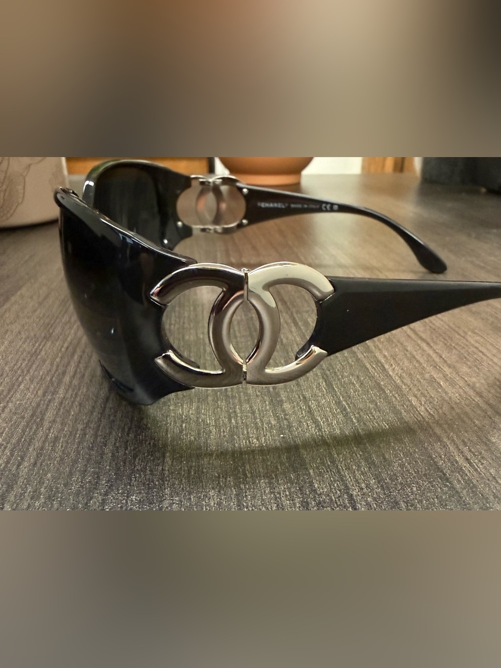 CHANEL 6014 Black Oversized Sunglasses with Silver CC Logo on sides 64/16/120 - Picture 3 of 7